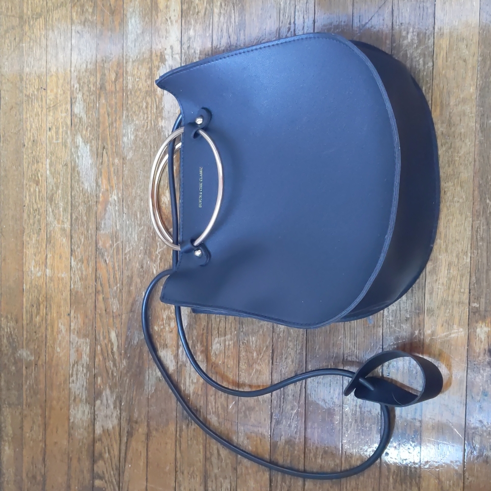 Faux leather black shoulder bag